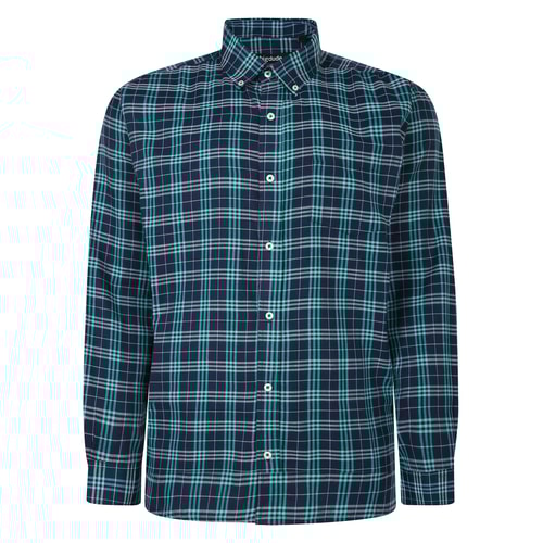 Bigdude Button Down Long Sleeve Check Shirt Turquoise