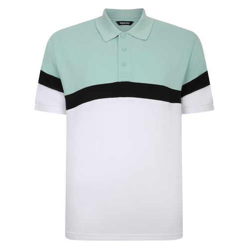 Bigdude Pique Colour Block Polo Shirt Turquoise/White Tall