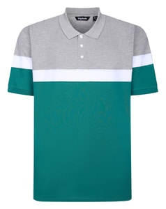 Bigdude Pique Colour Block Polo Shirt Teal/Grey/White