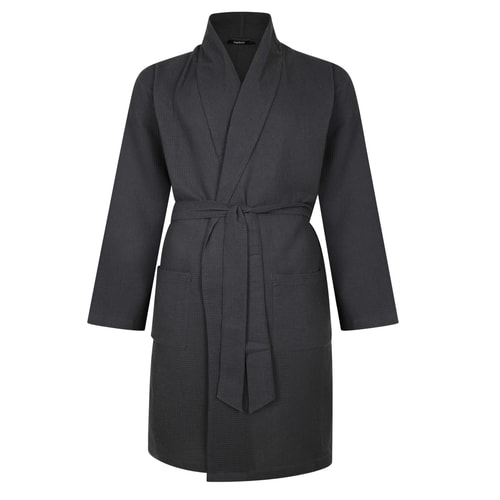 Bigdude Woven Waffle Dressing Gown Charcoal
