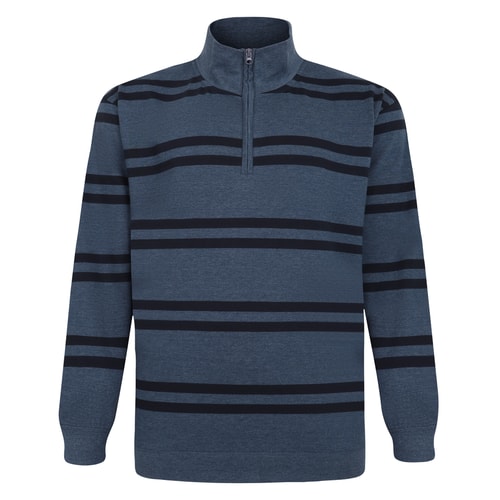 Bigdude Half-Zip Striped Jumper Denim