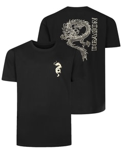 Bigdude Dragon Small Front And Back Print T-Shirt Black
