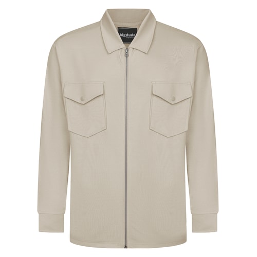 Bigdude Interlock Zip Shacket Stone