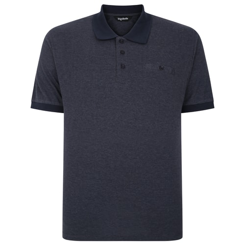Bigdude Buttoned Pocket Polo Shirt Navy Marl