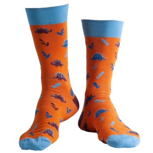 Doris & Dude Dinosaur Socks Rust