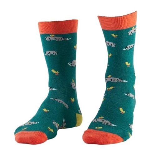 Doris & Dude Rhino Print Socks Green