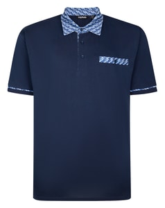 Bigdude Contrast Printed Jersey Polo Navy