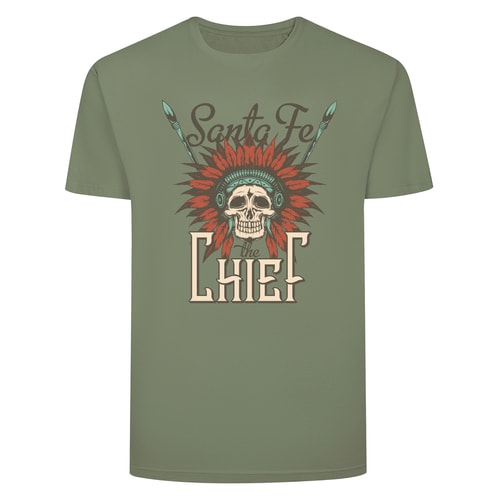 Bigdude Chief Print T-Shirt Sage Green