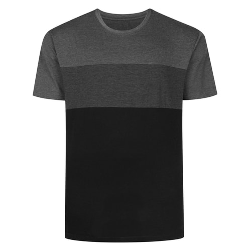 Bigdude Cut & Sew Stripe T-Shirt Charcoal