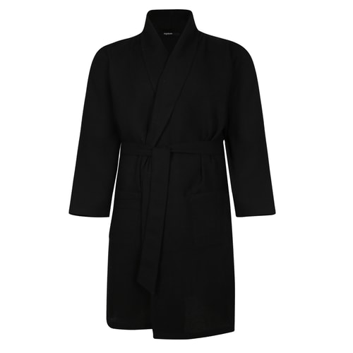 Bigdude Woven Waffle Dressing Gown Black