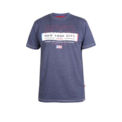 D555 Warren Printed T-Shirt Navy Marl