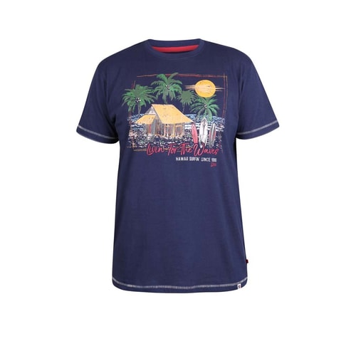 D555 Collins 'Livin' For The Waves' Crew Neck T-Shirt Navy