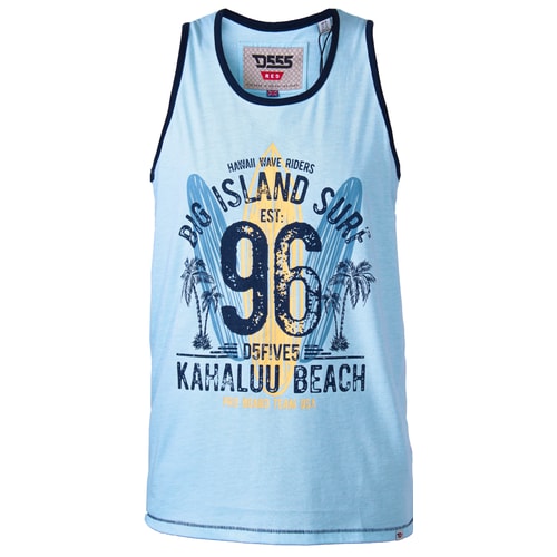 D555 Wirral Hawaiin Surf Print Vest Blue