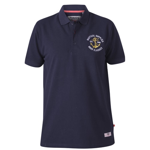 D555 Jefferson Short Sleeve Pique Polo Shirt Navy