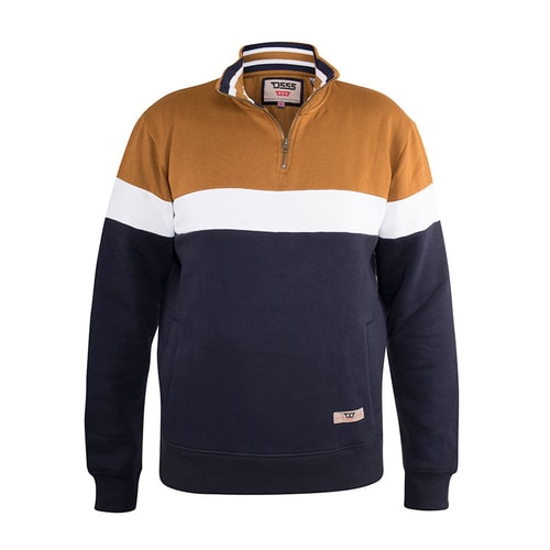 D555 Winston 1/4 Zip Neck Block Panel Sweatshirt Navy