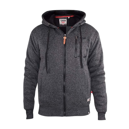 D555 Lakewood Zip Through Hoody With Sherpa Lining Black