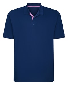 Bigdude Contrast Placket Polo Shirt Midnight Blue Tall