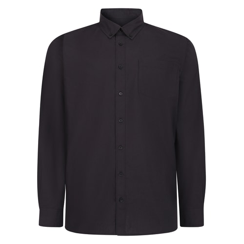 Bigdude Button Down Long Sleeve Poplin Shirt Washed Black Tall