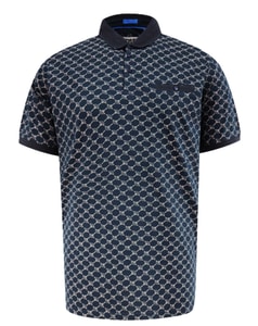 D555 Saunders Jacquard AOP Polo Navy
