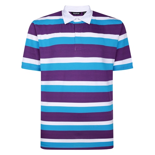 Bigdude Striped Rugby Polo Bright Blue