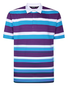 Bigdude Striped Rugby Polo Bright Blue
