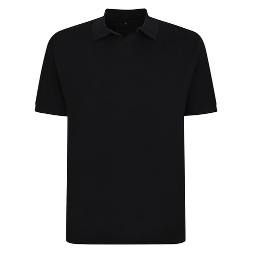 Bigdude Soft Jersey Cuban Collar Polo Shirt Black