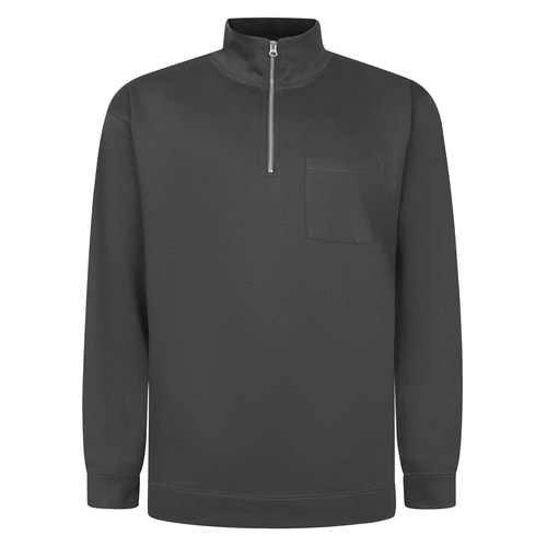 Bigdude Relaxed 1/4 Zip Polo Neck Sweatshirt Charcoal