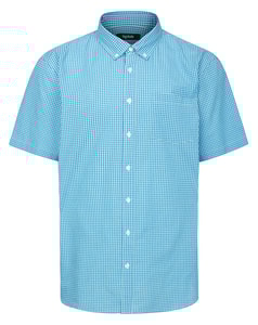 Bigdude Button Down Gingham Short Sleeve Shirt Blue