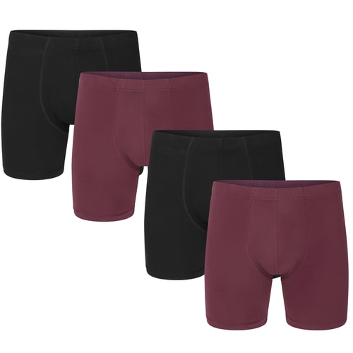 Bigdude 4 Pack Cotton Trunks Burgundy/Black