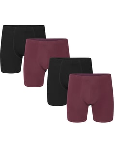 Bigdude 4 Pack Cotton Trunks Burgundy/Black
