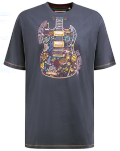 D555 Stockport Multi Colour Guitar Printed T-Shirt Denim