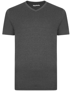 Bigdude Plain V-Neck T-Shirt Charcoal Marl