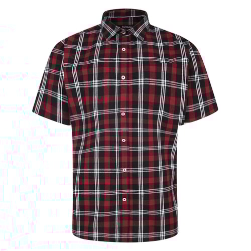 Bigdude Short Sleeve Check Shirt Red Tall