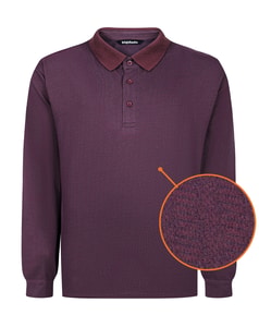 Bigdude Textured Long Sleeve Polo Burgundy Tall