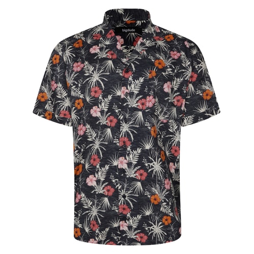 Bigdude Relaxed Collar Viscose Shirt Navy