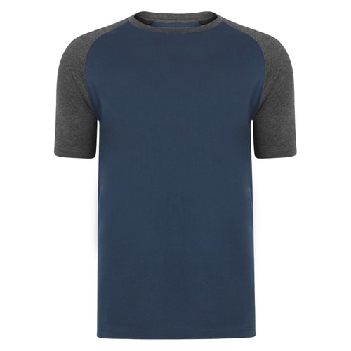Bigdude Contrast Raglan Sleeve T-Shirt Navy/Charcoal