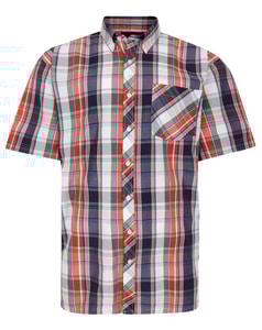 Espionage Check Shirt Navy/Coral/White