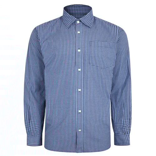 Bigdude Woven Long Sleeve Checked Shirt Blue/Navy