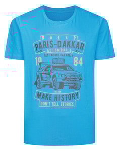Bigdude Paris Dakkar Rally Print T-Shirt Bright Blue Tall
