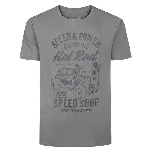 Bigdude Speed Shop Print T-Shirt Light Charcoal Tall