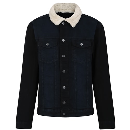 Bigdude Denim Jacket With Sherpa Collar Black Wash
