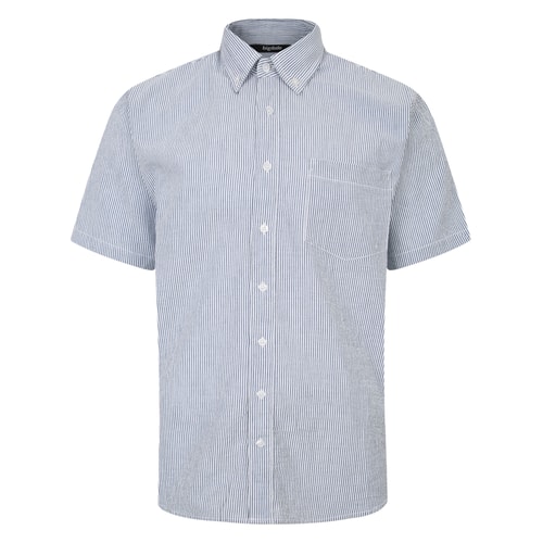 Bigdude Lightweight Summer Short Sleeve Striped Shirt Navy Tall