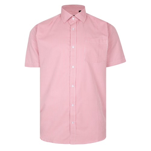 Bigdude Woven Gingham Check Short Sleeve Shirt Faded Red/White