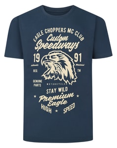 Bigdude Eagle Choppers Print T-Shirt Navy