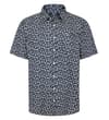 Leaves Cotton Short Sleeve Shirt Navy