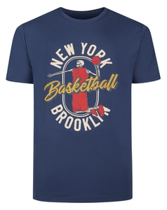 Bigdude New York Basketball Print T-Shirt Midnight Blue