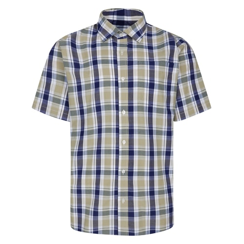 Bigdude Short Sleeve Check Shirt Cream
