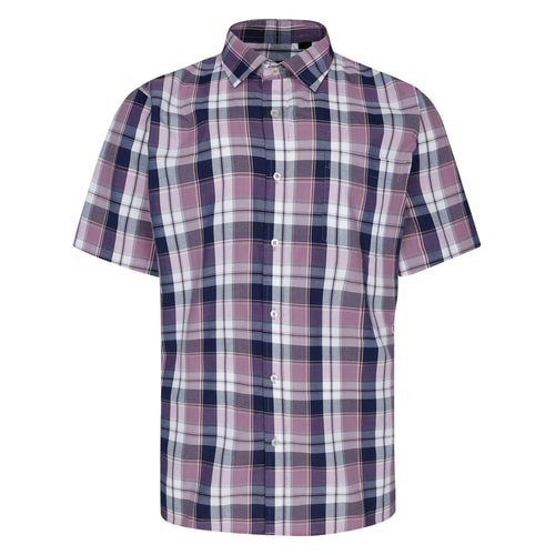 Bigdude Short Sleeve Check Shirt Magenta Tall