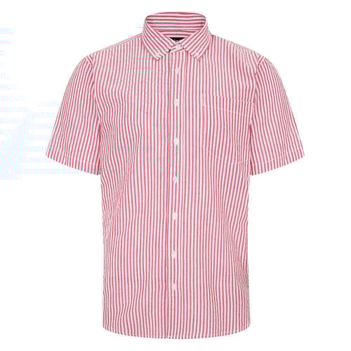 Bigdude Short Sleeve Seersucker Shirt Red/White