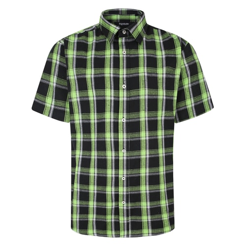 Bigdude Short Sleeve Check Shirt Light Green